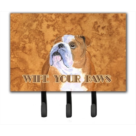 Carolines Treasures 6 x 9 in. Bulldog English Wipe Your Paws Leash or Key Holder SS4893TH68